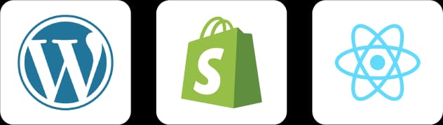 WordPress, Shopify y React